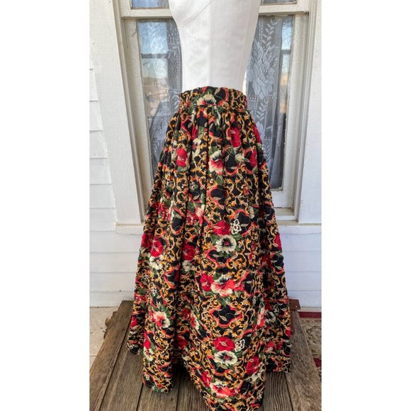 Vintage 1960s Puffy Crinoline Maxi Skirt Metallic Floral - Picture 15 of 15